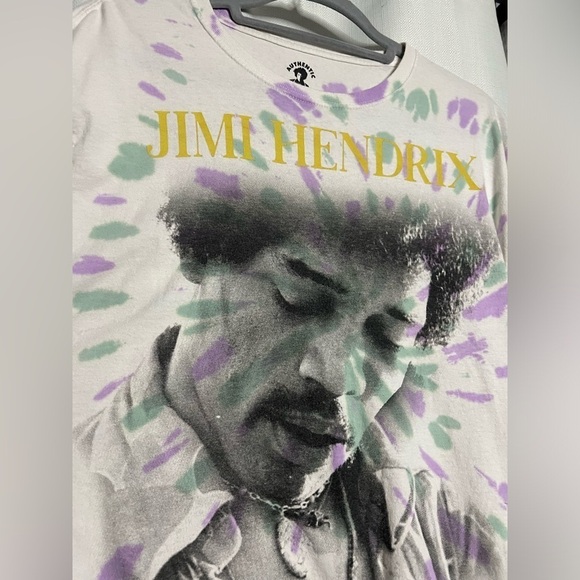 Jimi Hendrix Tie Dye Purple Green White Long Sleeve Graphic Shirt Medium - Picture 4 of 8